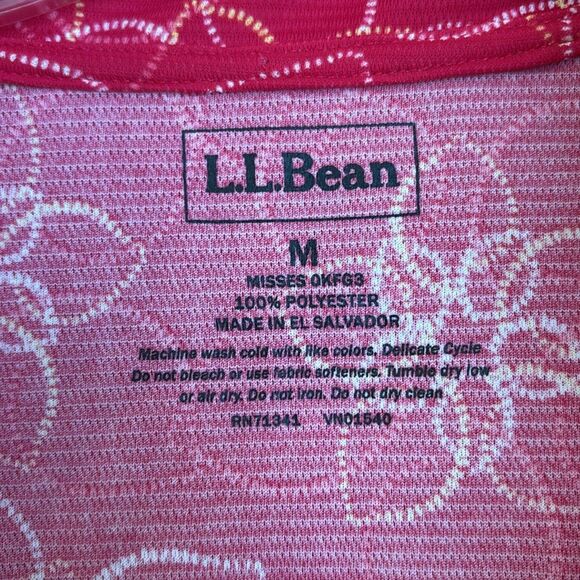 L.L.Bean women Pink Floral 1/2 Zip Long Sleeve Mock Neck Lightweight Running MD - Picture 5 of 6